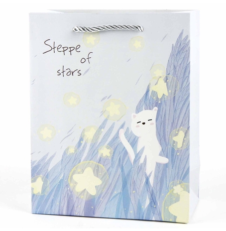 Подарочный пакет «Steppe of stars» (purple) 32x26x12 см