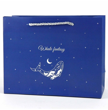 Подарочный пакет «Whale fantasy» (blue) 25,5х20х9,5 см
