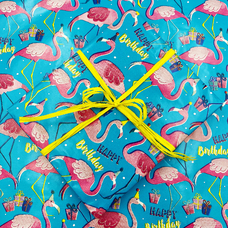 Упаковка в подарочную бумагу «Праздничный фламинго»  купить в интернет-магазине Супер Пуперс