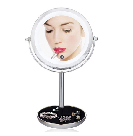Зеркало для макияжа с LED-подсветкой, двойное 5X