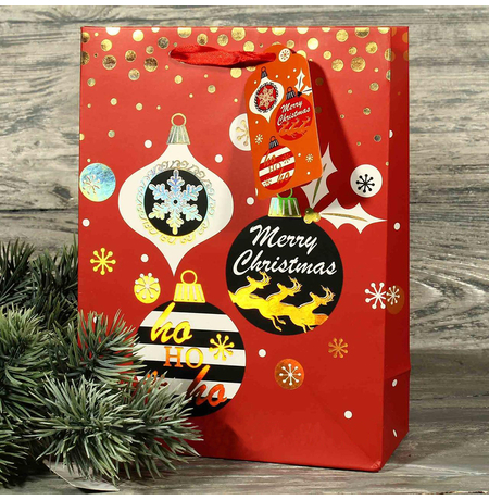 Подарунковий пакет "Merry Christmas" 23x18x10 см