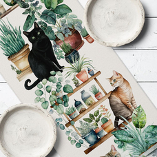 Дорожка на стол «Cats and flowerpots» купить в интернет-магазине Супер Пуперс