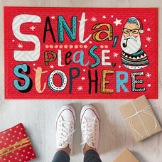 Коврик придверный «Santa, please stop here» купить в интернет-магазине Супер Пуперс