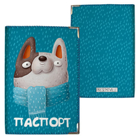Обложка на паспорт «Пёсик», синий