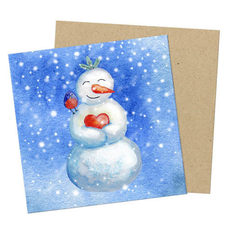 Листівка міні «Сніговик» придбати в інтернет-магазині Супер Пуперс