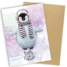 Листівка «Baby it's cold outside» із пінгвіном придбати в інтернет-магазині Супер Пуперс