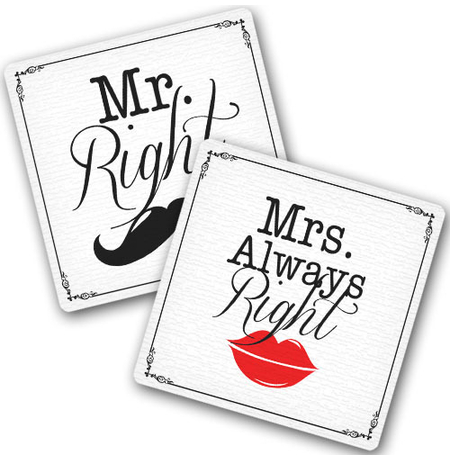Подставки под чашки «Mr. and Mrs.»
