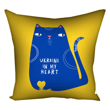 Подушка «Ukraine in my heart», кіт придбати в інтернет-магазині Супер Пуперс