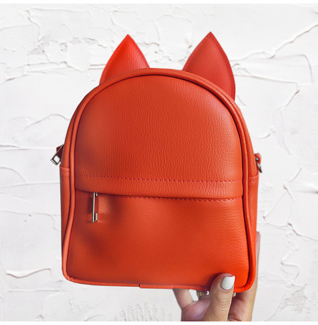 Рюкзак-сумка з вушками «Котик», морквяна