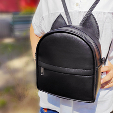 Рюкзак-сумка с ушками «Котик», чёрная купить в интернет-магазине Супер Пуперс