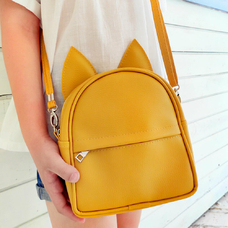 Рюкзак-сумка з вушками «Котик», жовта придбати в інтернет-магазині Супер Пуперс