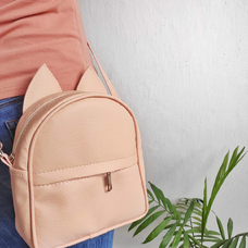 Рюкзак-сумка с ушками «Кошечка», пудровая придбати в інтернет-магазині Супер Пуперс