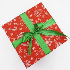 Подарочная коробка «Новогодние узоры», красная 18х18х12 см купить в интернет-магазине Супер Пуперс