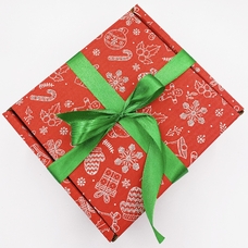 Подарочная коробка «Новогодние узоры», красная 21х20,5х10,5 см купить в интернет-магазине Супер Пуперс