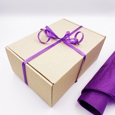 Подарочная коробка «Крафтовая», с фиолетовой тишью