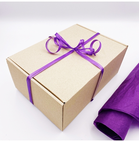 Подарункова коробка «Крафтова», з фіолетовою тишью