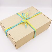 Подарочная коробка «Крафтовая», с жёлто-голубой тишью