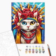 Картина за номерами «Киця україночка» придбати в інтернет-магазині Супер Пуперс