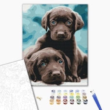 Картина за номерами «Блакитноокі цуценята» придбати в інтернет-магазині Супер Пуперс