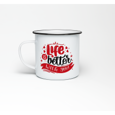 Эмалированная кружка «Life is better with you» купить в интернет-магазине Супер Пуперс