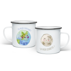 Парні емальовані чашки «Супутник і Планета» придбати в інтернет-магазині Супер Пуперс