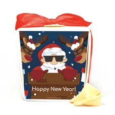 Печенье с предсказаниями «Happy New Year», Санта-Клаус с оленями  купить в интернет-магазине Супер Пуперс