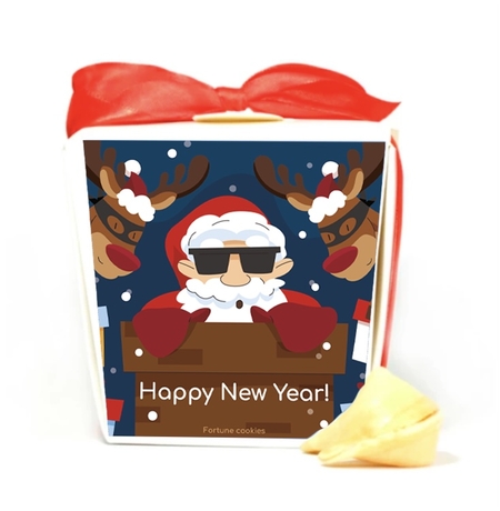 Печенье с предсказаниями «Happy New Year», Санта-Клаус с оленями 