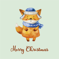 Листівка міні «Merry Christmas», лисичка