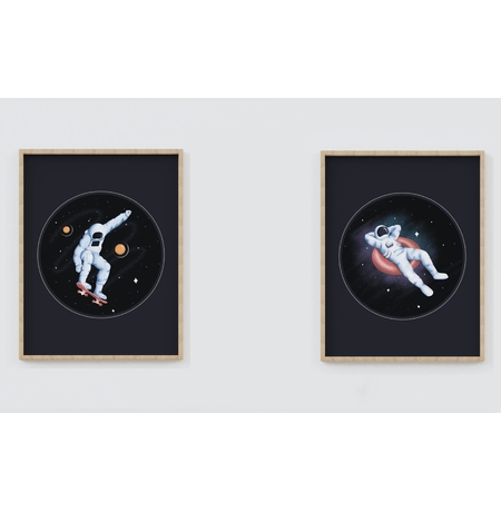 Набор из 2 постеров «Astronauts»