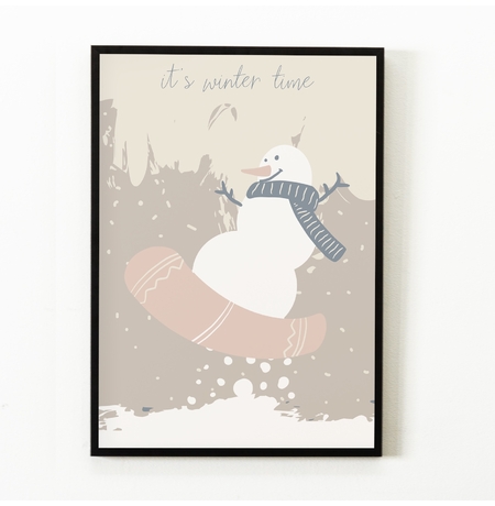 Постер «It's winter time», снеговик