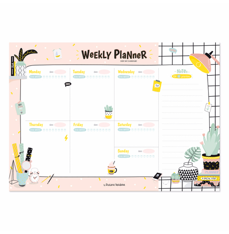 Планнер А4 /Weekly Planner/ Workspace pink на год