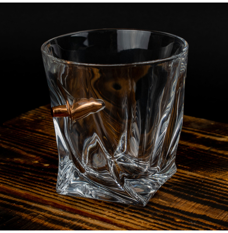 Хрустальный стакан для виски с настоящей пулей