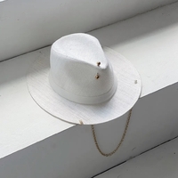 Соломенная шляпа-федора, белая