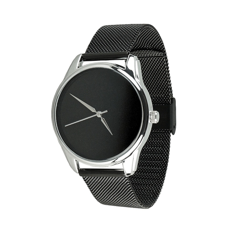 Наручний годинник «Мінімалізм», чорний металевий ремінець