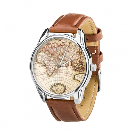 Наручний годинник "Карта світу" (+чорний ремінець)