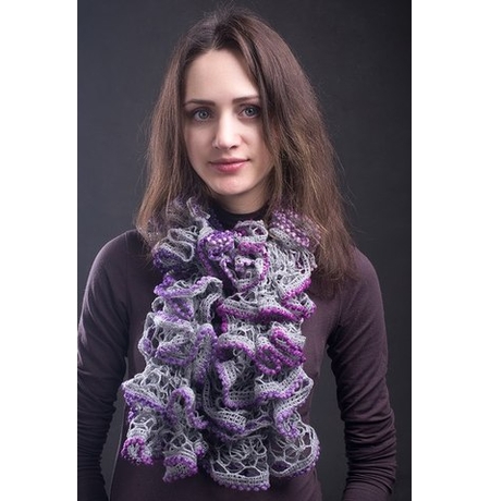 Весняний шарфик "Сірий з фіолетовим"