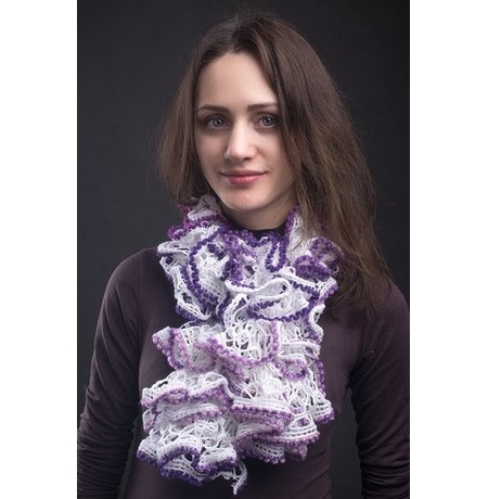 Весенний шарфик «Белый с фиолетовым»