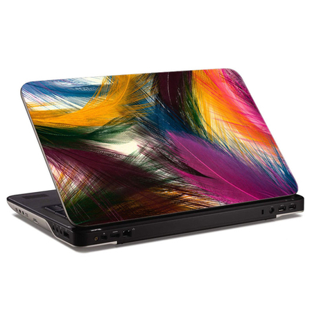 Наклейка на ноутбук «Разноцветные перья»