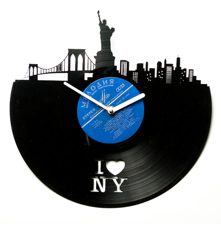 Вініловий годинник "I love NY"