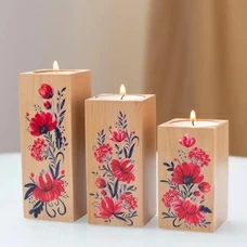 Деревянные подсвечники «Flowers»  купить в интернет-магазине Супер Пуперс
