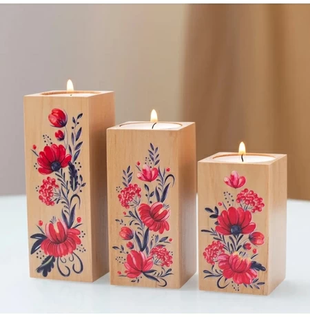 Деревянные подсвечники «Flowers» 
