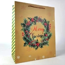Подарочный пакет «Merry Christmas», новогодний венок купить в интернет-магазине Супер Пуперс