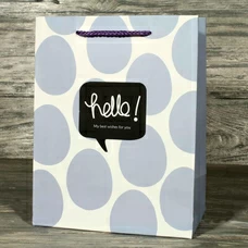 Подарочный пакет «Hello!» 32x26x12 см, лиловый купить в интернет-магазине Супер Пуперс