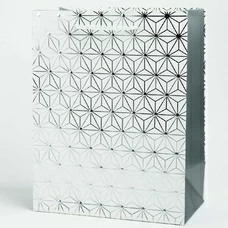 Подарочный пакет «Geometry» (white&silver) 23х18х10 см купить в интернет-магазине Супер Пуперс