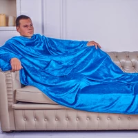Плед с рукавами из микрофибры, синий