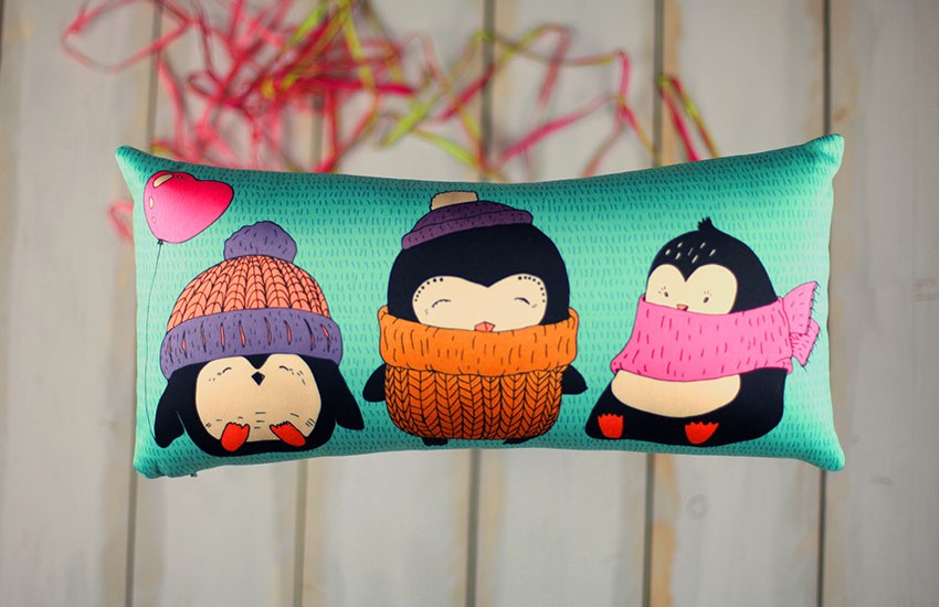 Подушка "Cute penguins", подушка с пингвинами
