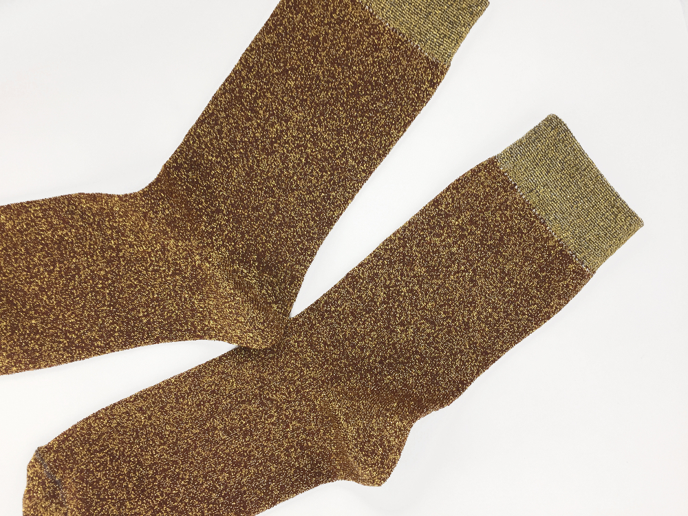 Носки "Bordo gold dust" (люрекс), золотистые носки, носки из люрекса